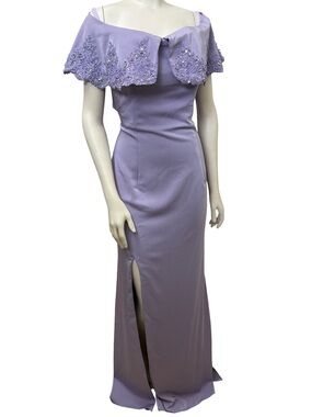 Val Stefani Lavender Off Shoulder Evening Gown Beaded Formal Dress 16